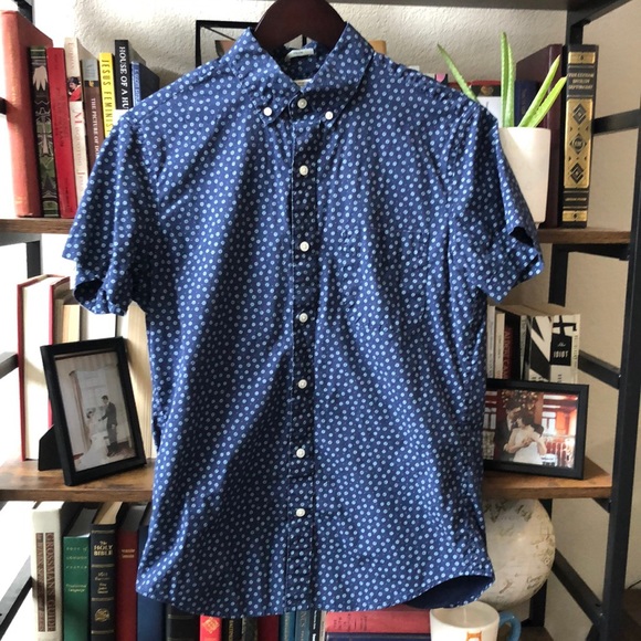 J. Crew: 98% Organic Cotton, Slim Blue Men’s Button Down - Picture 1 of 12